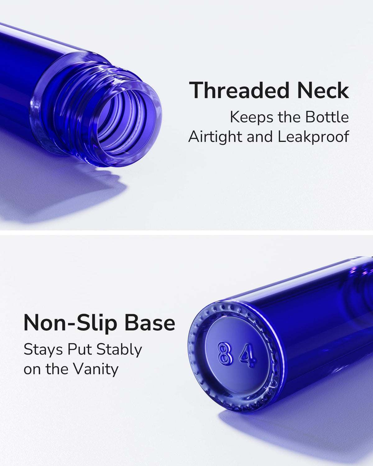 Essential Oil Roller Bottles 48 Pack 10ml Cobalt Blue Glass Empty Bottles with Stainless Steel Roller Balls