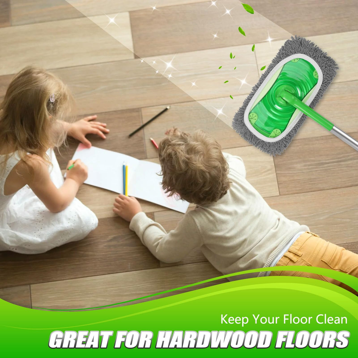 Set of 4 Reusable Microfiber Mop Pads Compatible with Swiffer Sweeper (4 Count)