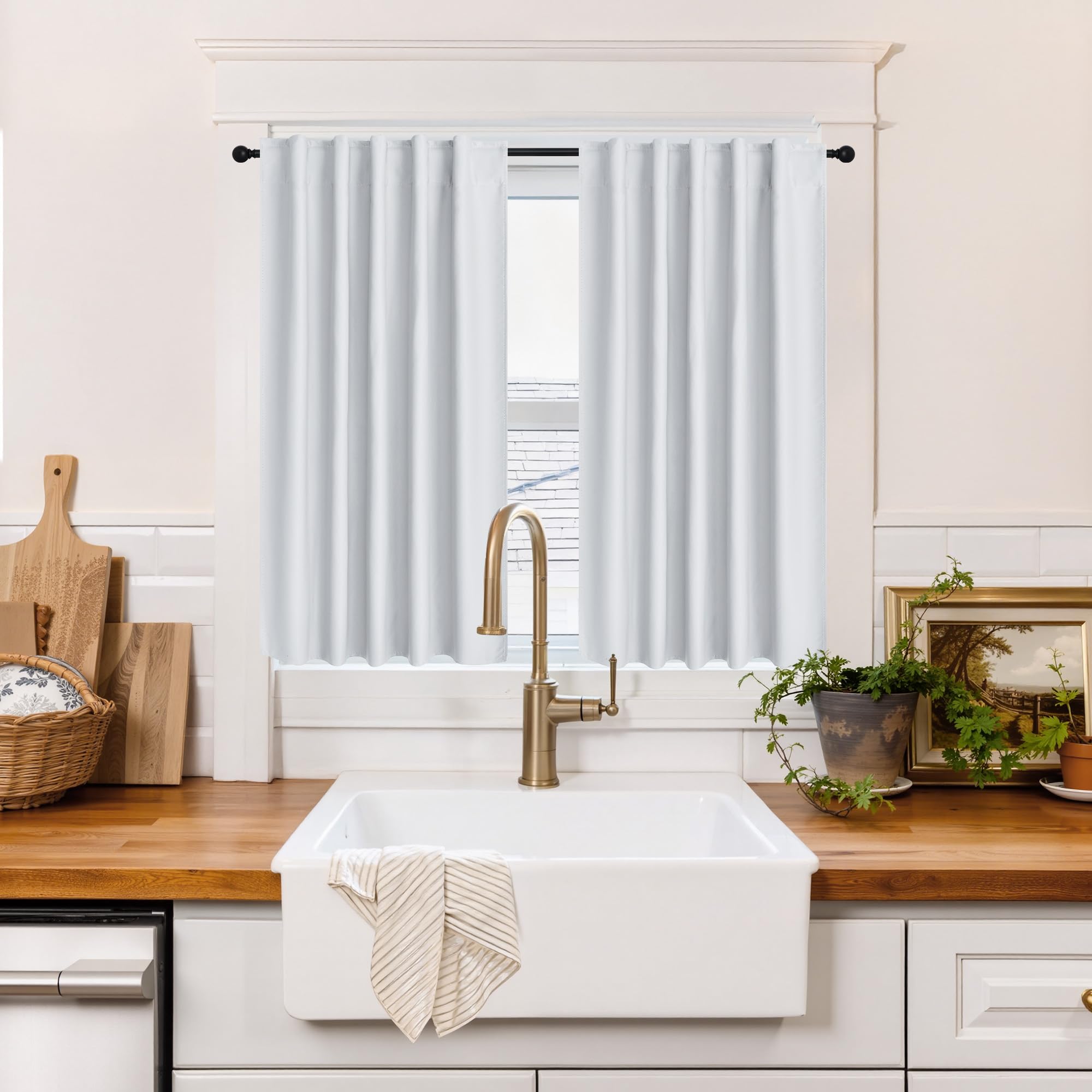 100% Blackout Short Curtains for Small Window (2 Count)