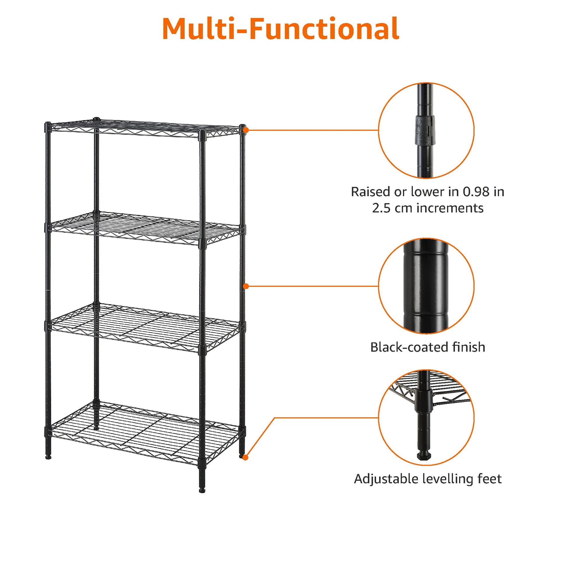 4 Shelf Steel Wire Storage Shelves for Garage