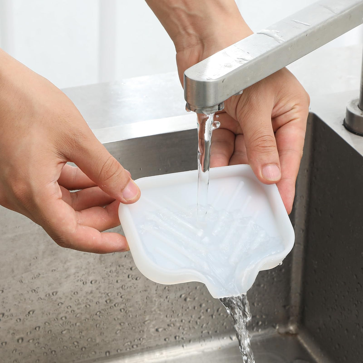 Silicone Soap Dish with Drain Spout