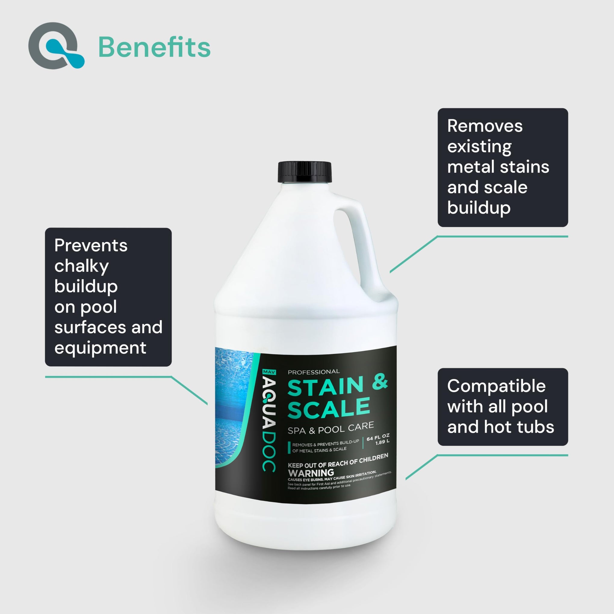 AquaDoc Pool & Spa Stain and Scale Remover for Hot Tubs (64 Fl Oz)