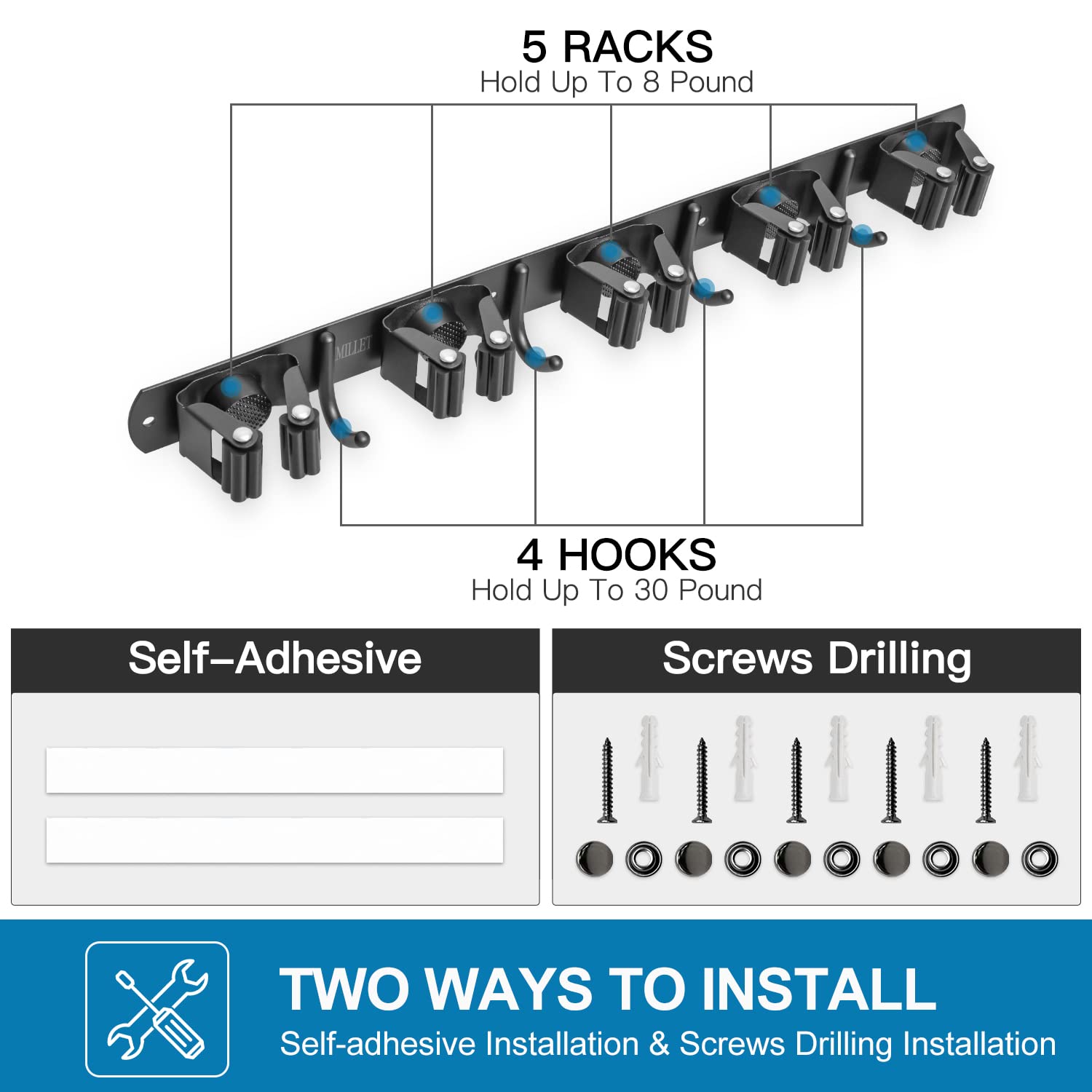 Broom Holder Wall Mount