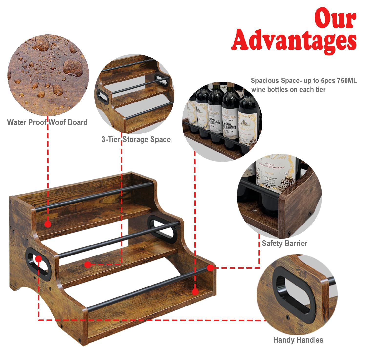 3 Tier Liquor Bottle Display Shelf