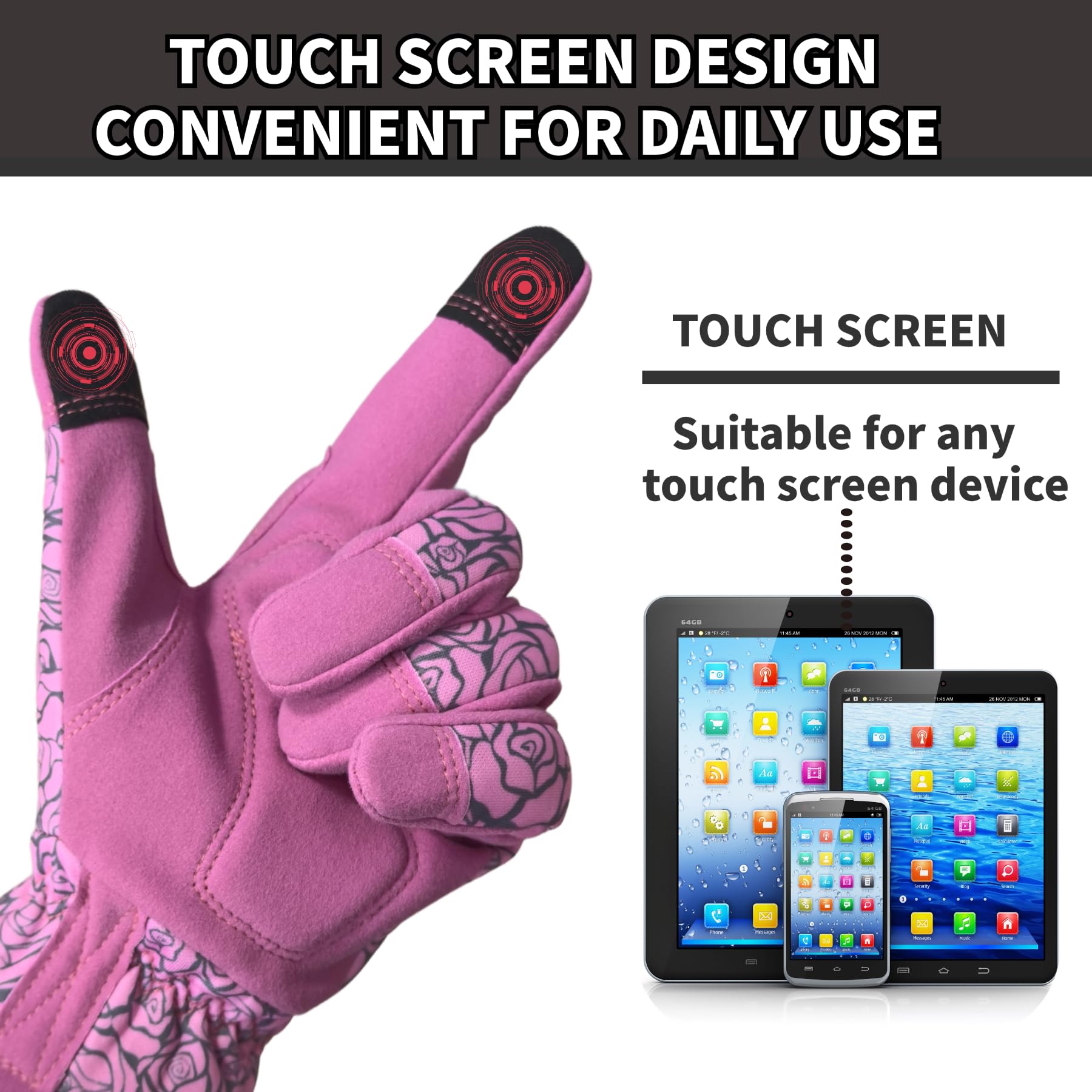 Gardening Gloves with Rose Floral Pattern