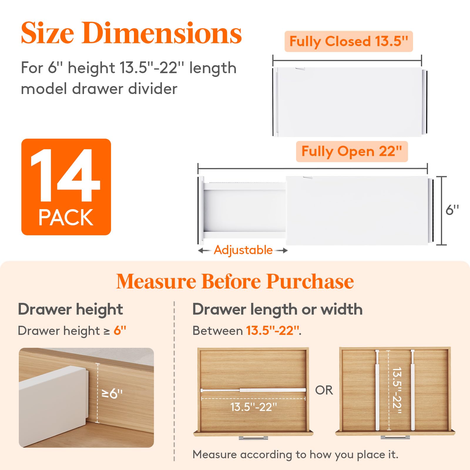 6" Tall Upgrade Drawer Dividers (14 Count)