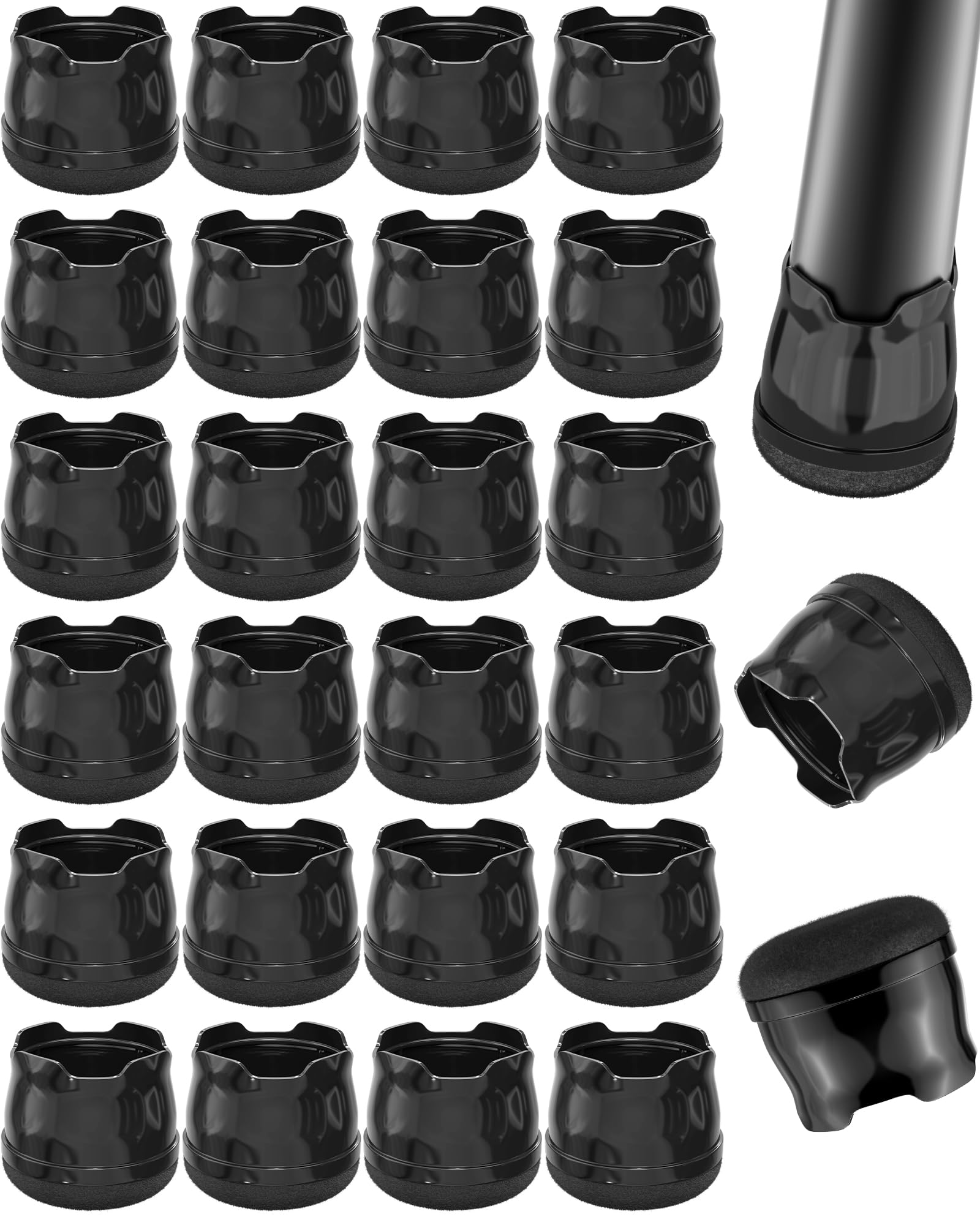 24 PCS Silicone & Felt Chair Leg Floor Protectors (24 Count)