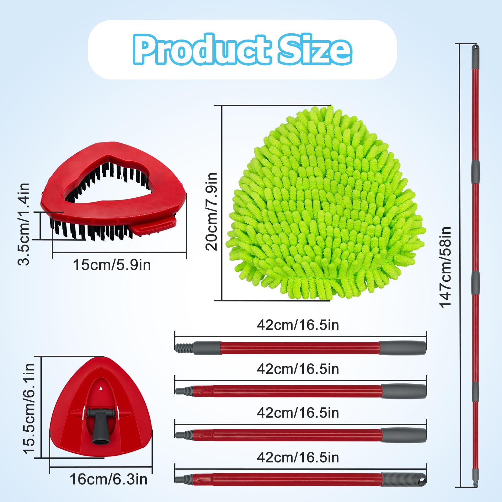 Mop Handle Chenille Duster & Mop Brush for O (5 Count)