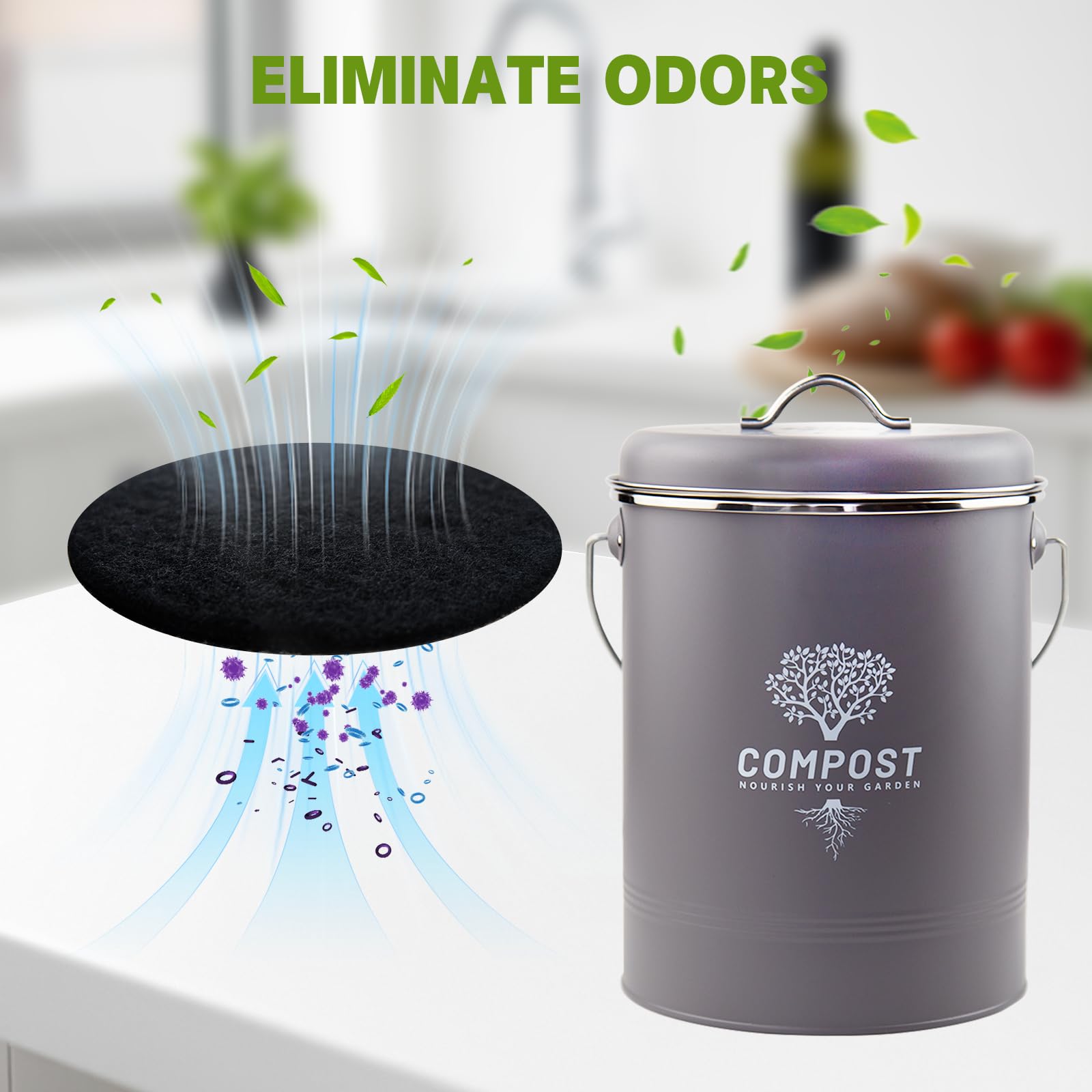 6 Pack Charcoal Filters for Compost Bin Bucket (6 Count)