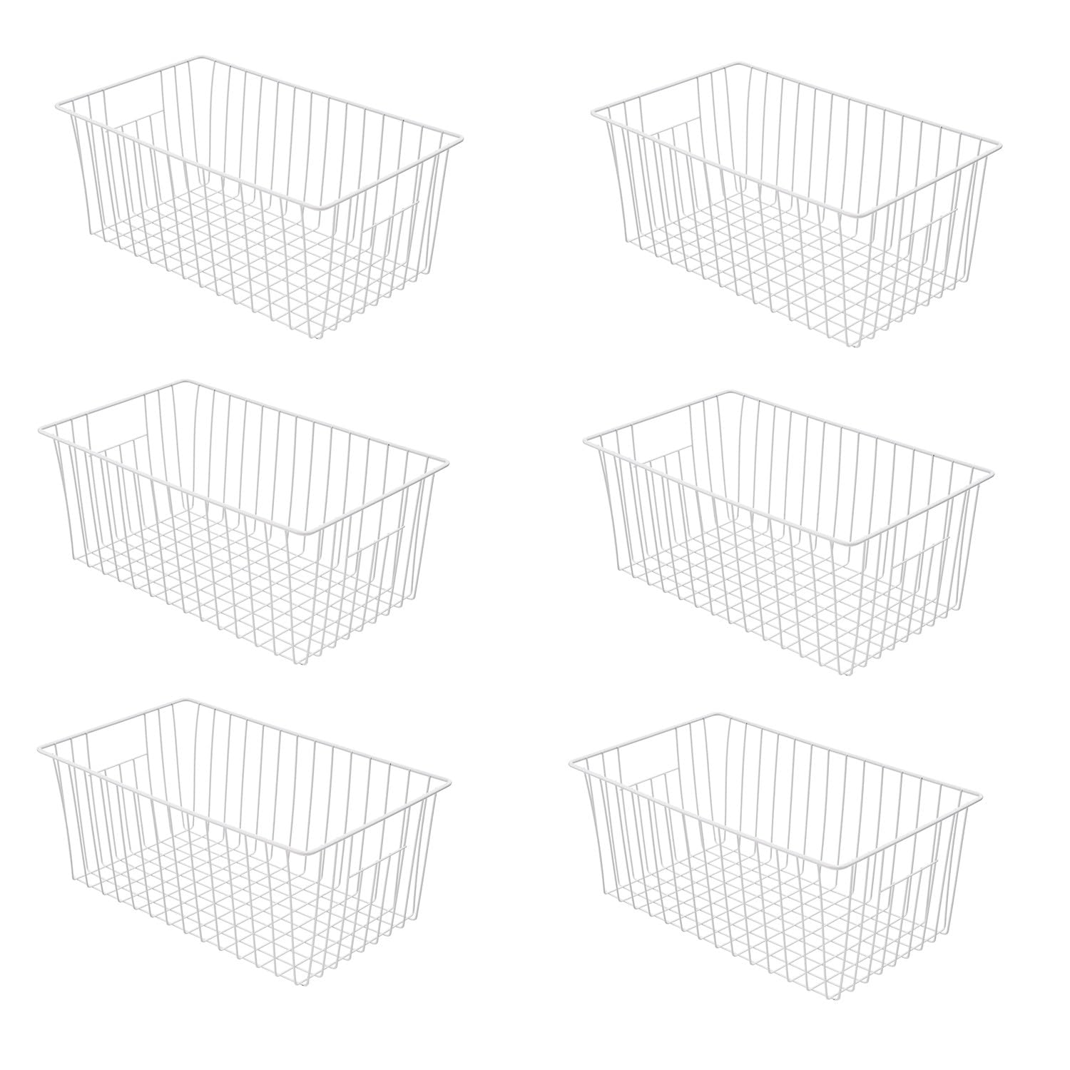 16Lx12Wx6H inch Wider Freezer Organizer Baskets Container (6 Count)