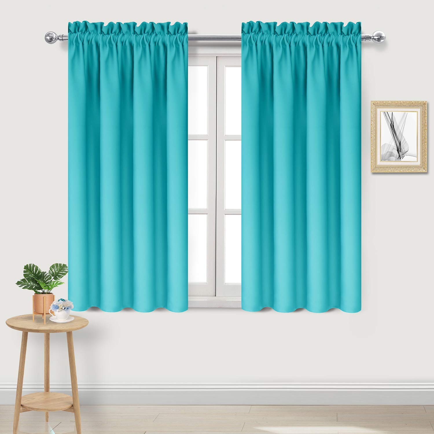 Blackout Curtains for Bedroom Living Room 42 x 54 Inch Long Turquoise (2 Count)