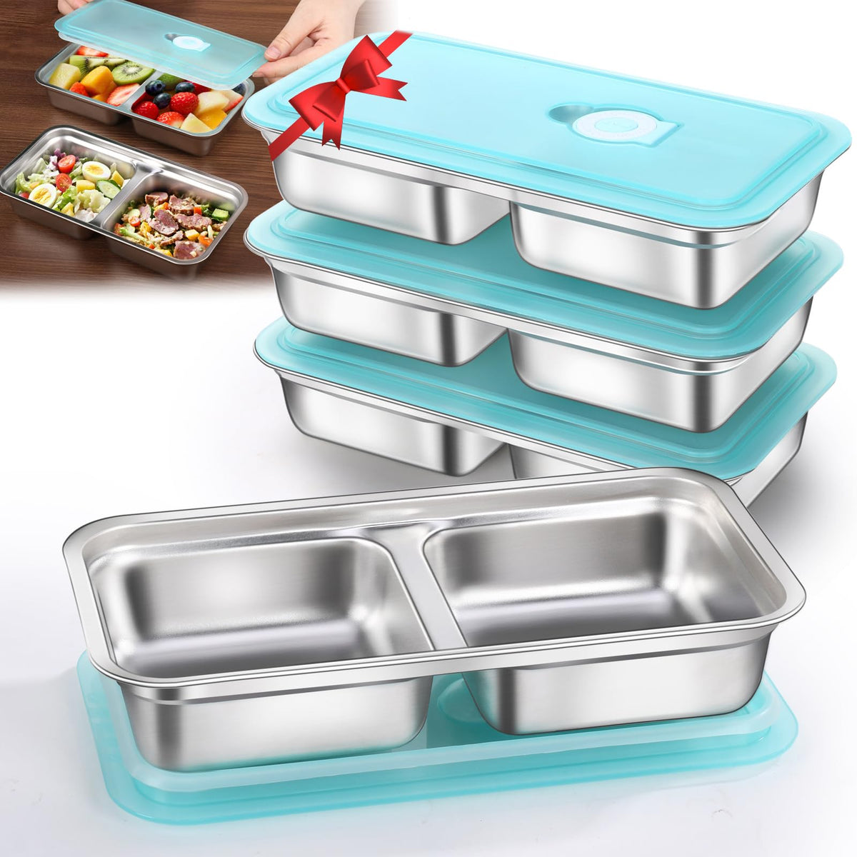4 Pack Stainless Steel Snack Containers Reusable
