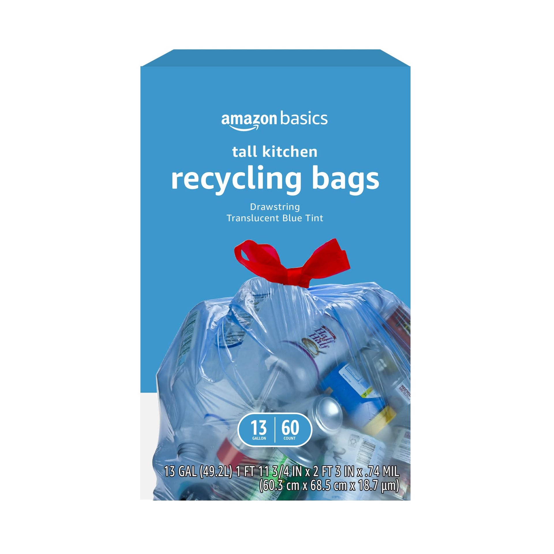 Blue Recycling Drawstring Trash Bags (60 Count)