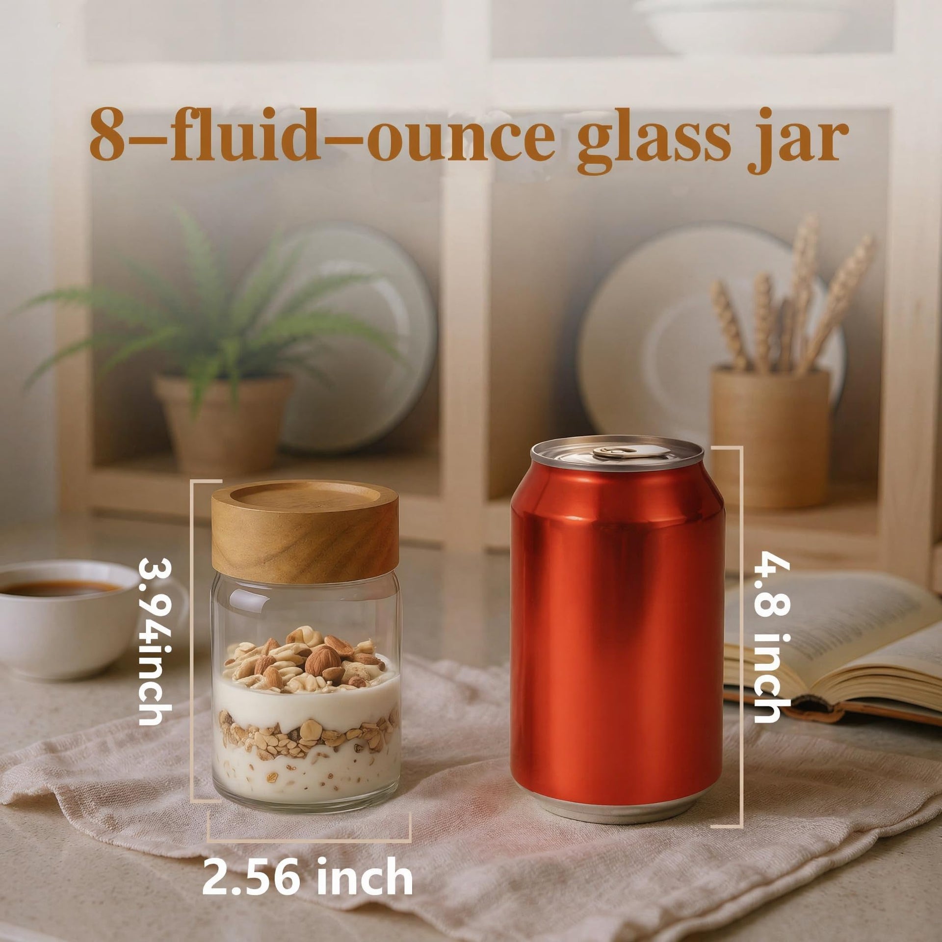 6 Pack 8 fl oz Stackable Airtight Glass Jars (6 Count)