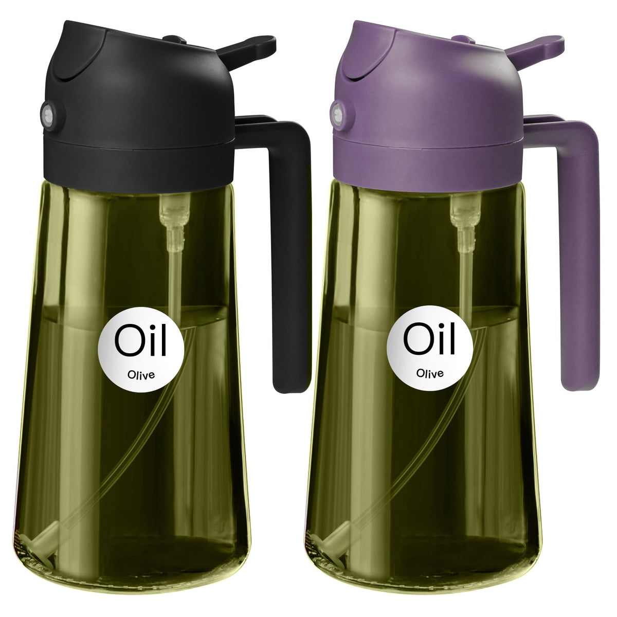 2Pcs 16oz 470ml Dark Green Oil Sprayer for Cooking with Stickers