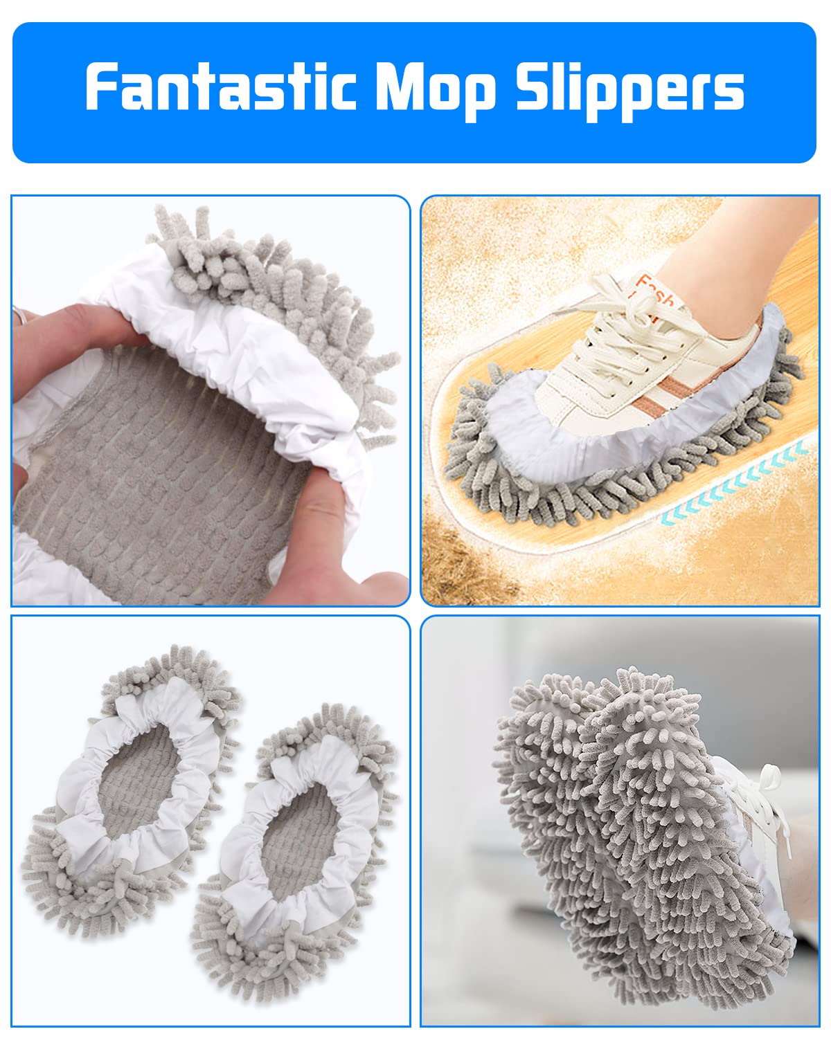 8 Pcs Mop Slippers Socks Floor Cleaning (8 Count)