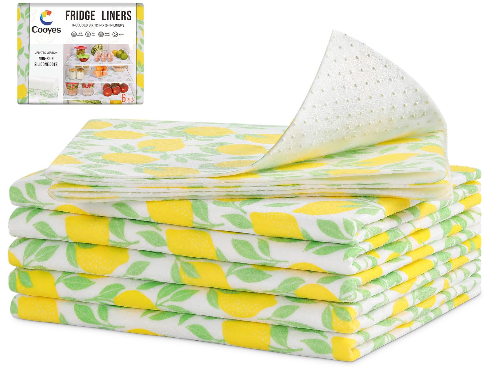 6 Pack Polyester Shelf Liners for Kitchen Cabinets (249.4 sq in sq in)
