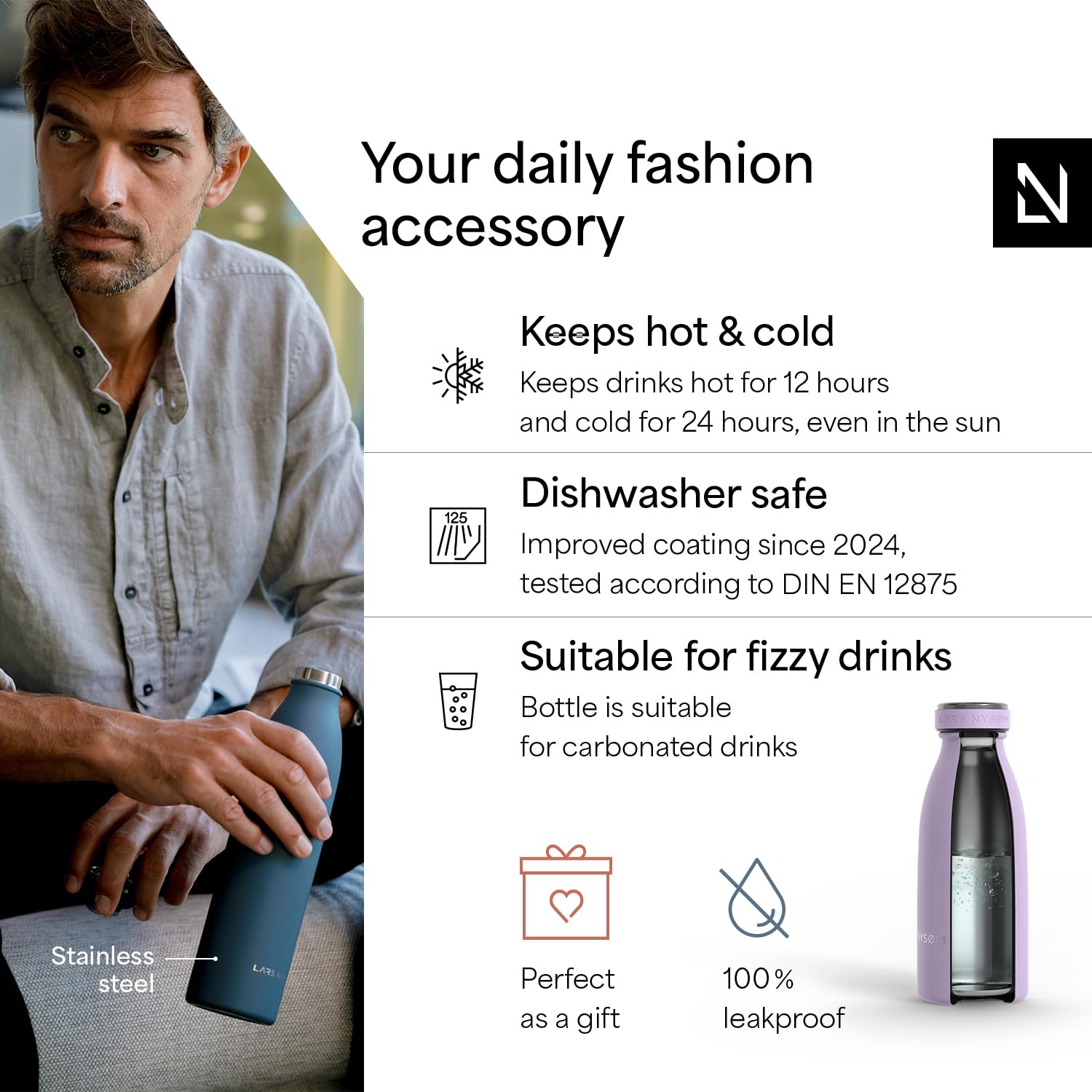 Stainless Steel Insulated Water Bottle 12oz 17oz 25oz 34oz 51oz