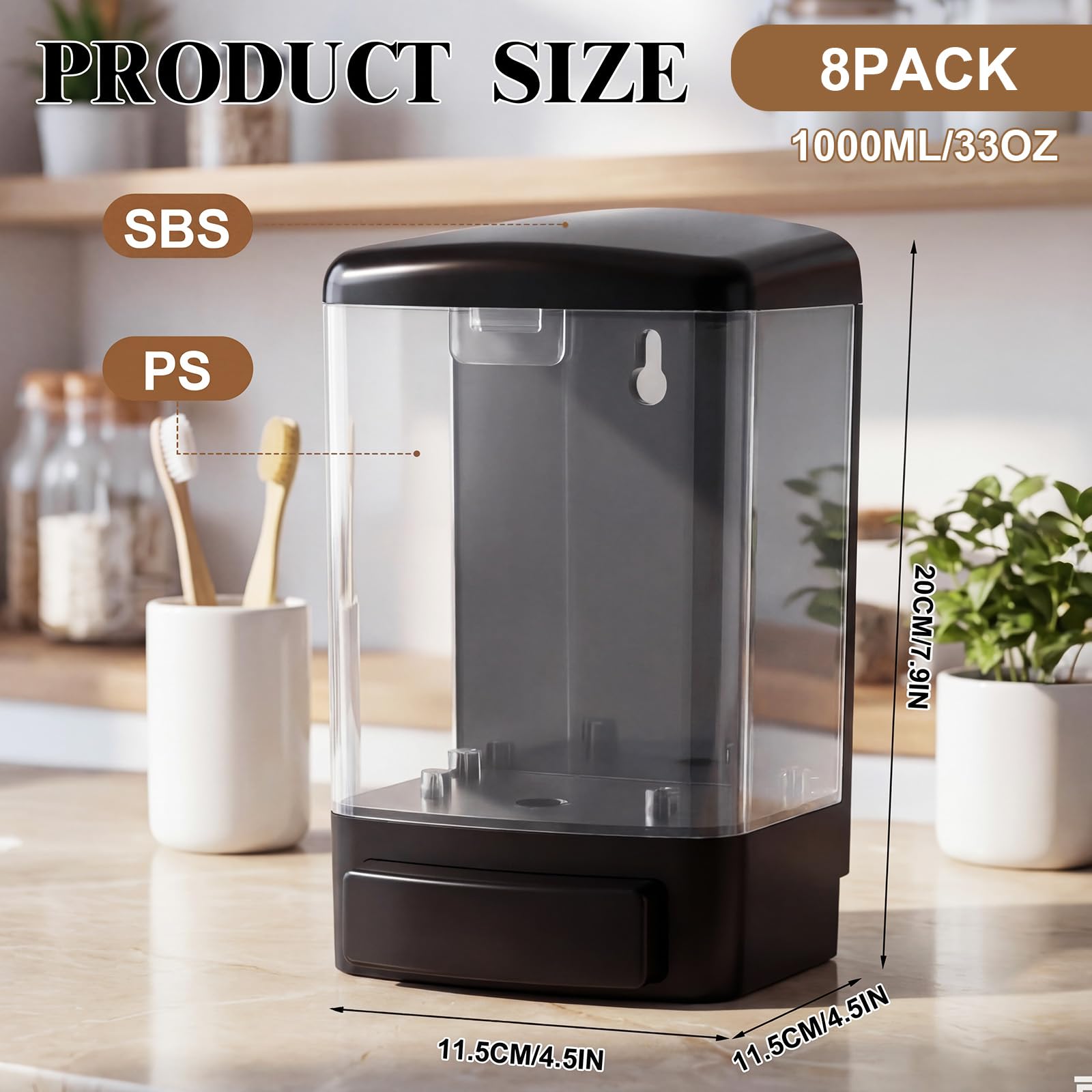 8 Pcs Wall Mounted Soap Dispenser (8 Count)