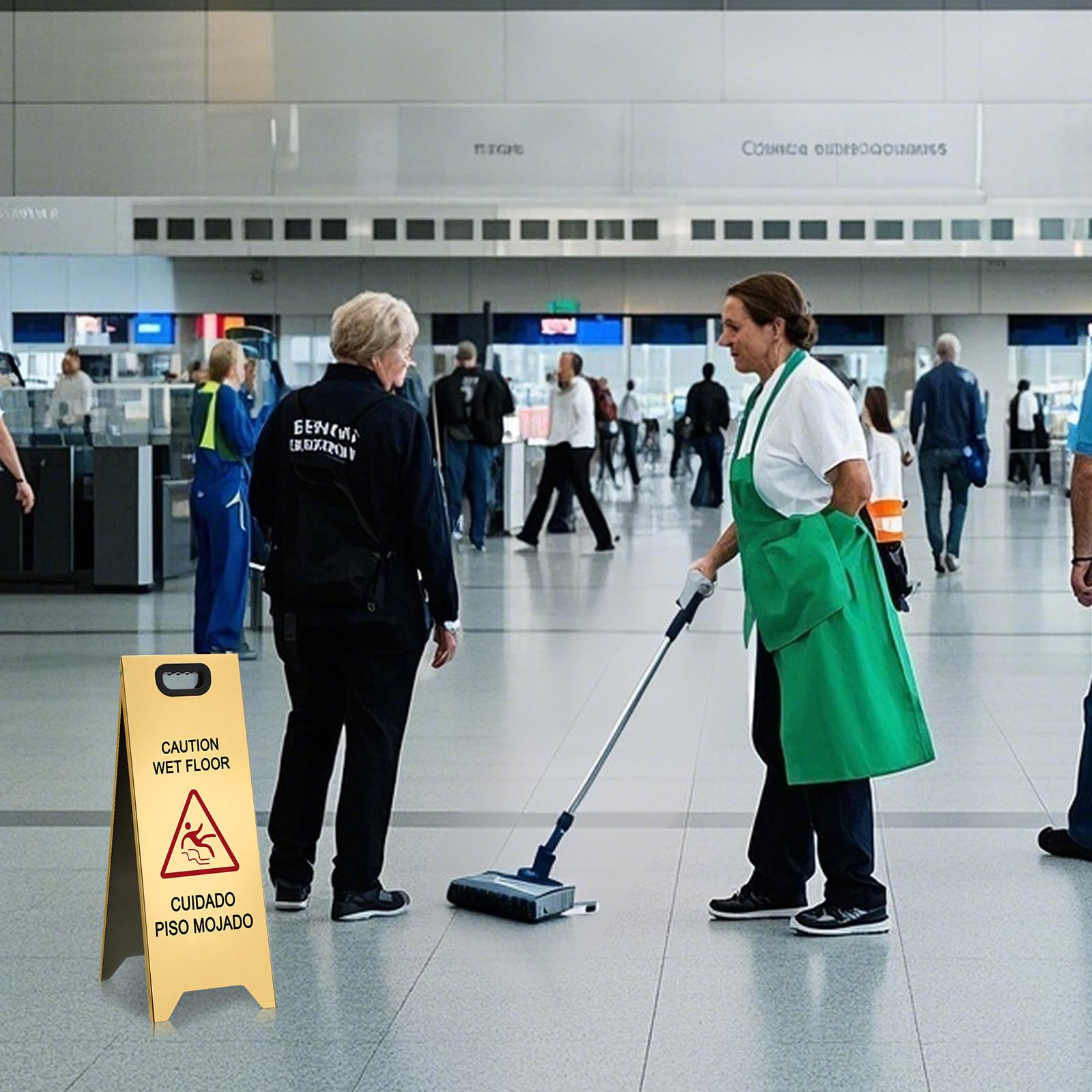 2 Pcs 24 Inch Stainless Steel Wet Floor Sign (2 Count)