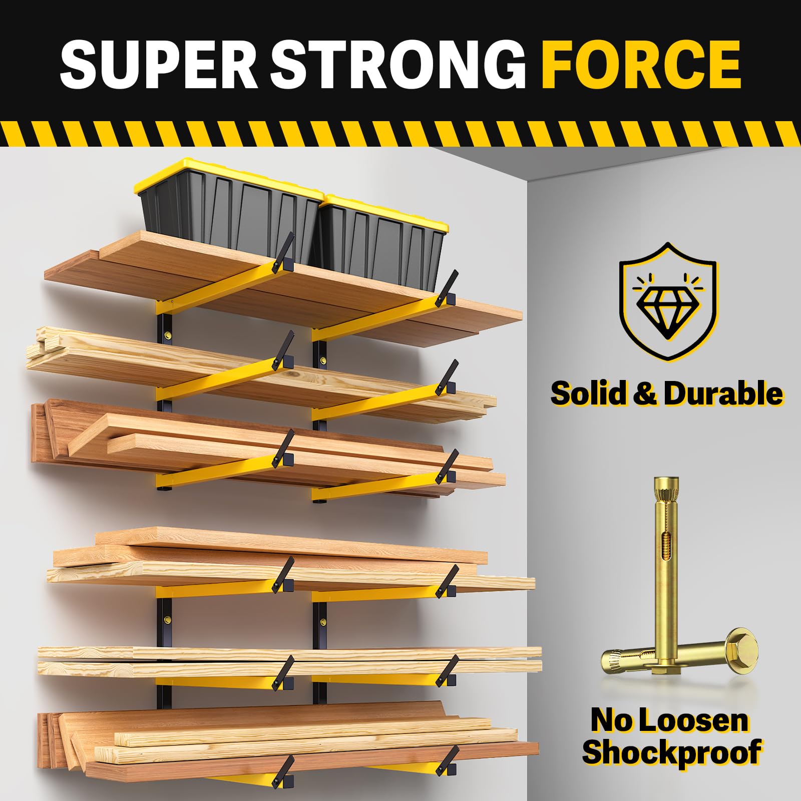 Lumber Storage Rack Folding Wood Storage Racks Wall (4 Count)