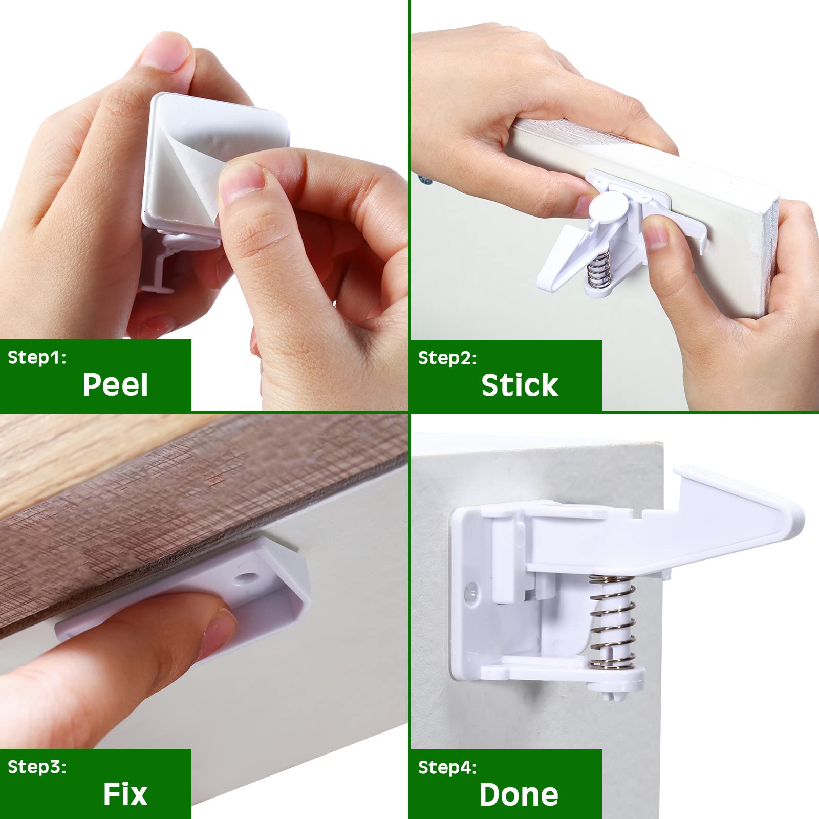 30 Pcs Cabinet Locks Child Safety Latches Invisible Safety Drawer Latches with Screws Self Adhesive Cabinet Drawer Locks for Baby Child Proofing Home Kitchen Furniture Door
