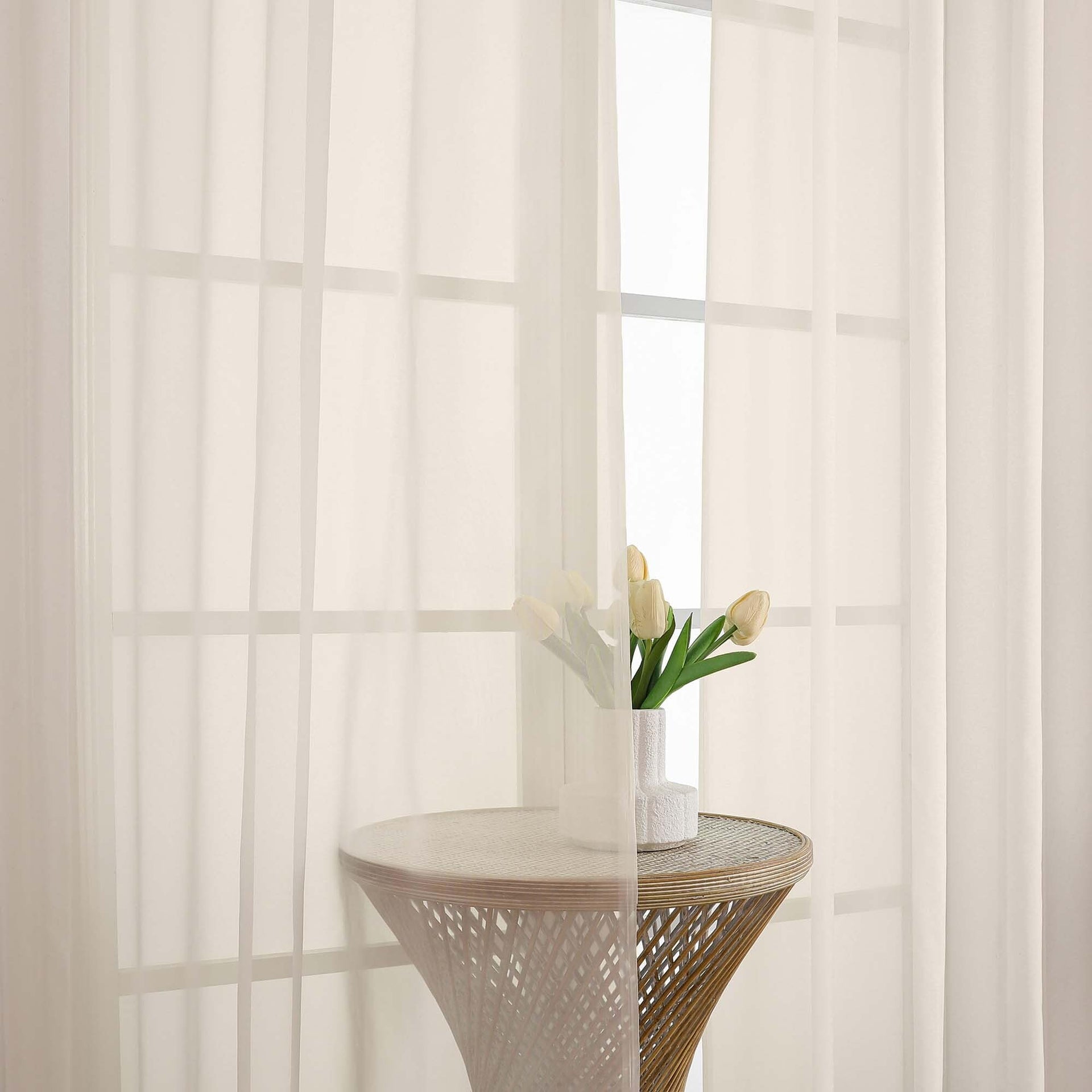 Cream Sheer Curtains 90 Inches Long 2 Panels (2 Count)