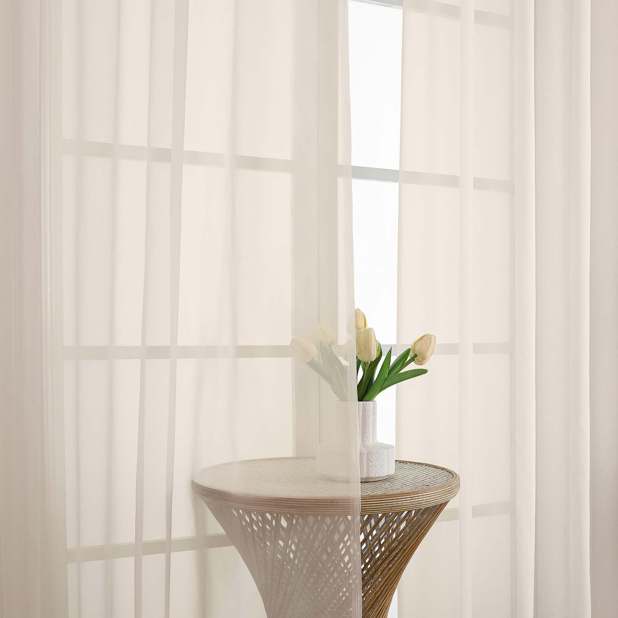 Cream Sheer Curtains 90 Inches Long 2 Panels (2 Count)