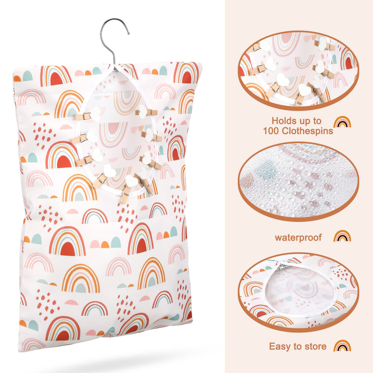 2 Pcs Clothes Pin Bag 15 X 11 In Clothespin Holder (2 Count)