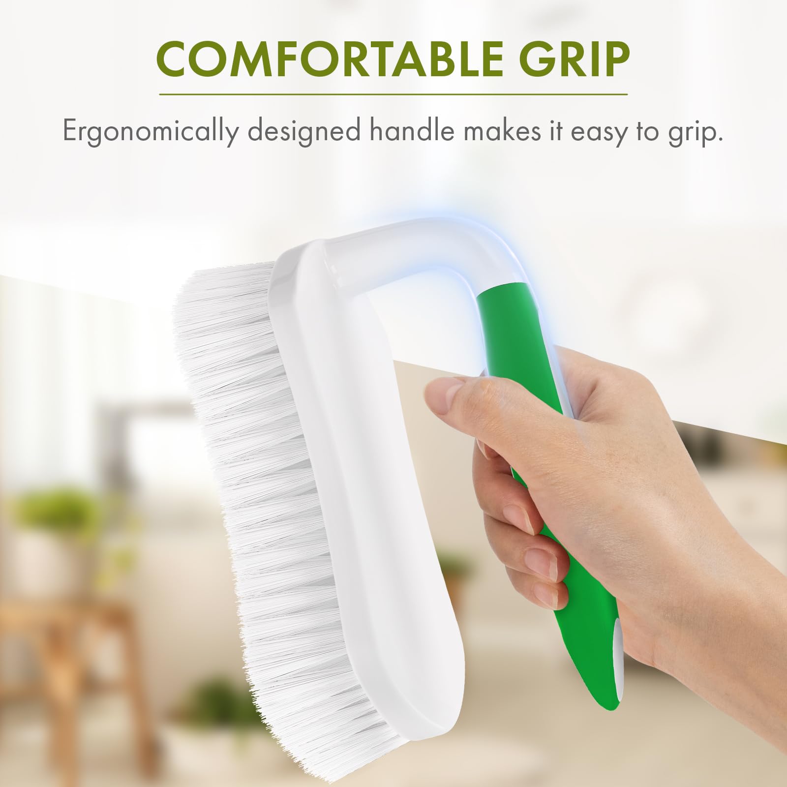 Scrub Brush for Cleaning Comfort Grip Shower Scrubber Flexible Stiff Bristles with Handle Heavy Duty Cleaner Brush for Tub Sink Carpet Floor (2 Count)