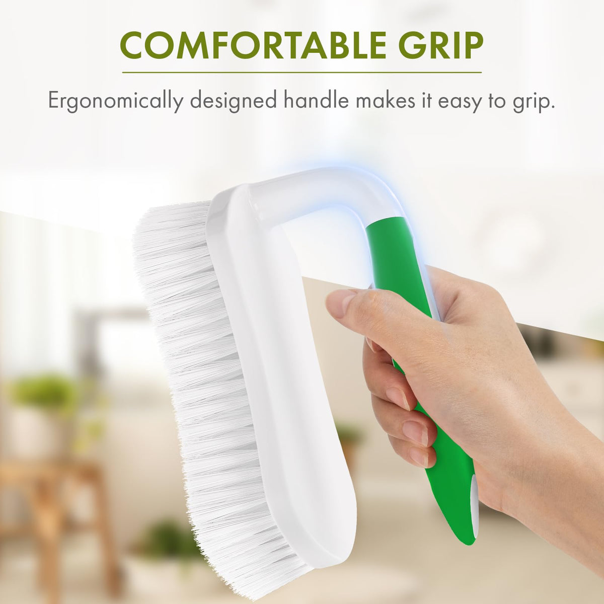 Scrub Brush for Cleaning Comfort Grip Shower Scrubber Flexible Stiff Bristles with Handle Heavy Duty Cleaner Brush for Tub Sink Carpet Floor (2 Count)