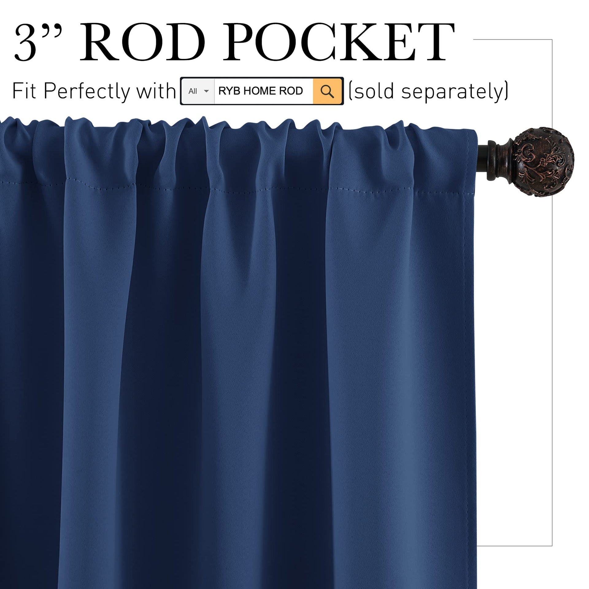 Short Blackout Curtains for Small Window Kitchen Bathroom Cafe RV (2 Count)