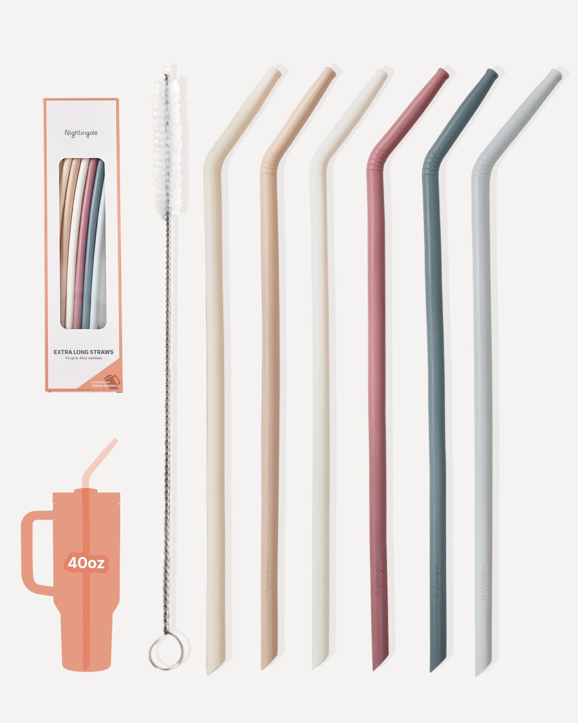 14” Silicone Tumbler Straws (6 Count)