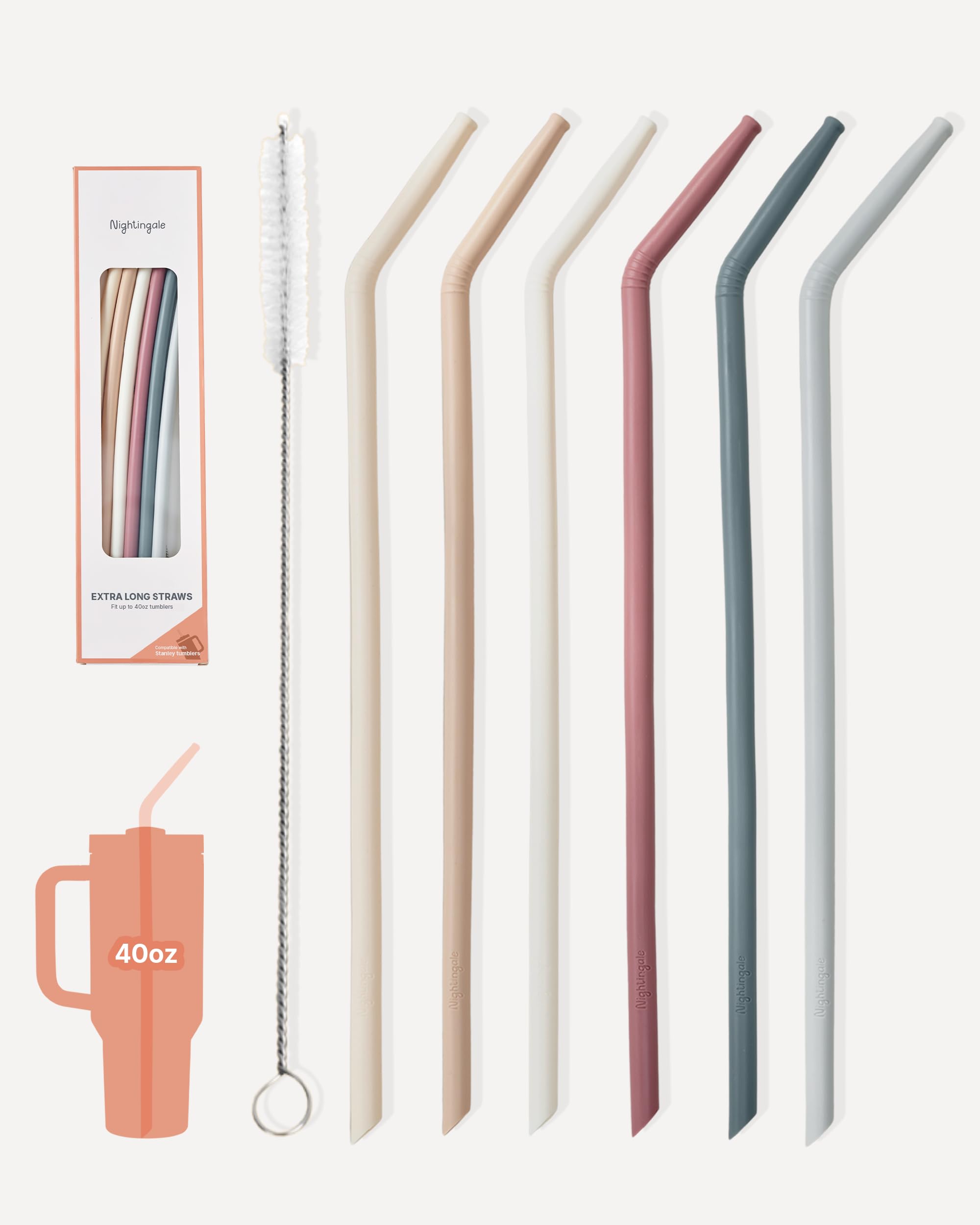 14” Silicone Tumbler Straws (6 Count)