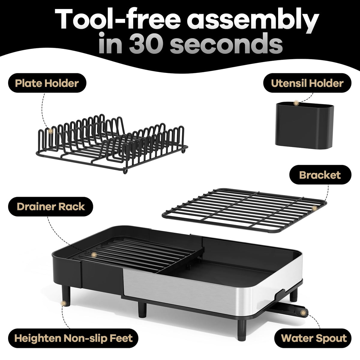 Stainless Steel Dish Drying Rack for Kitchen Counter