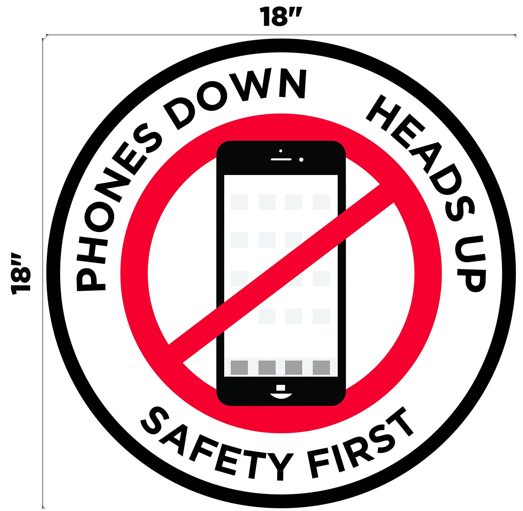 Phones Down Heads Up" Safety Sign