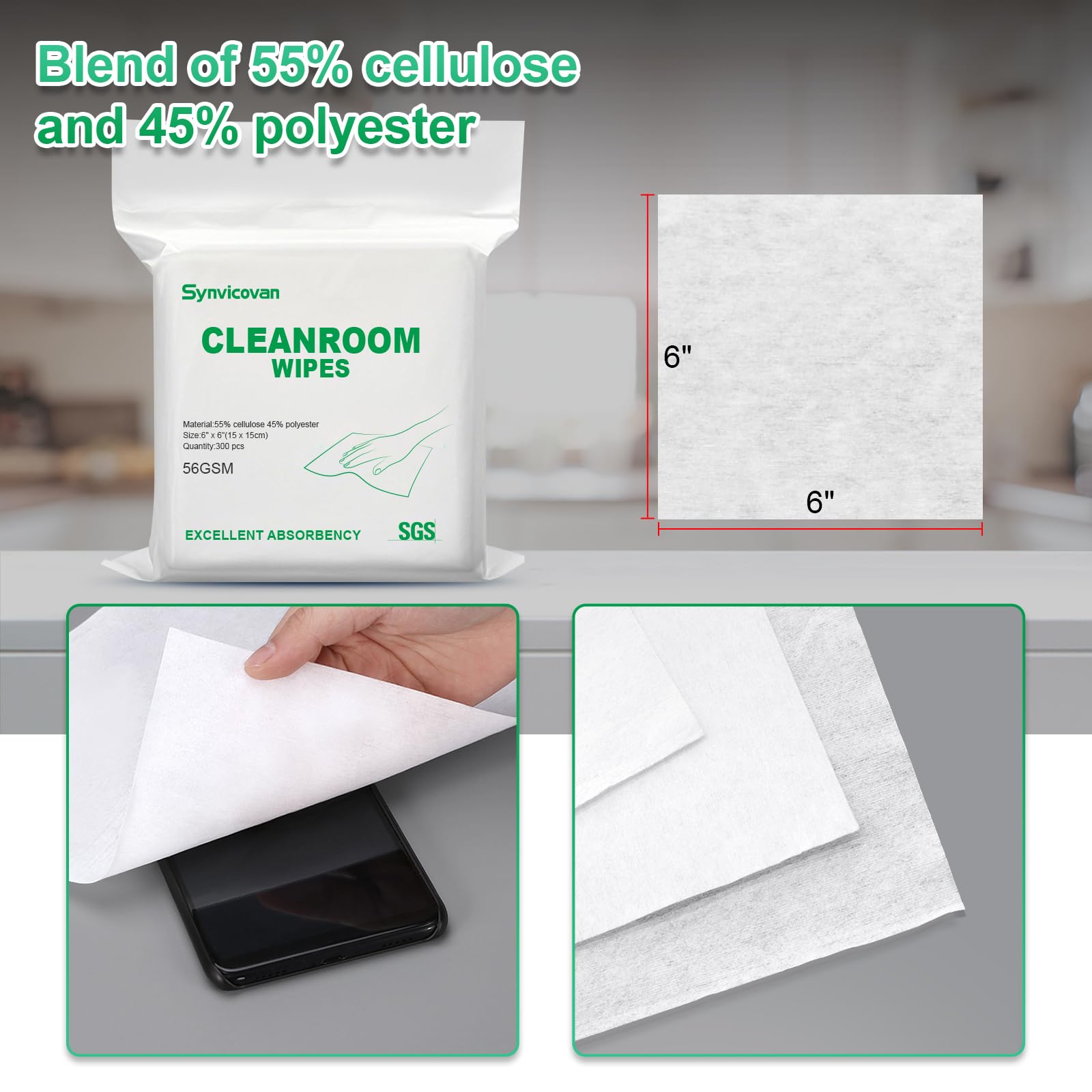 Cleanroom Wipes 6"x6" (300 Count)