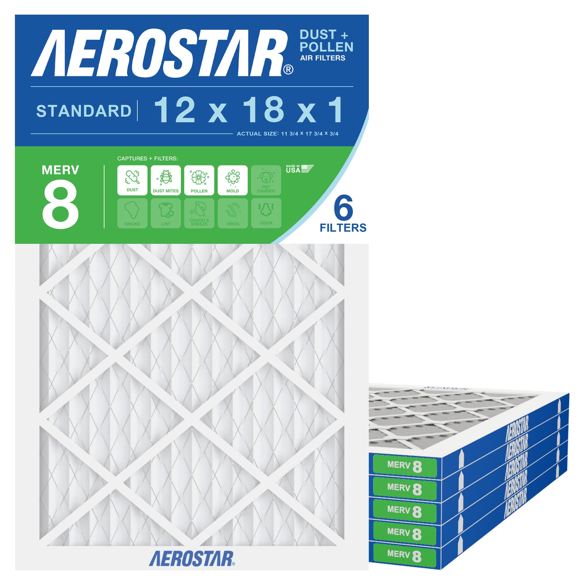 Air Filter 12x18x1 MERV 8 AC Filter (6 Count)