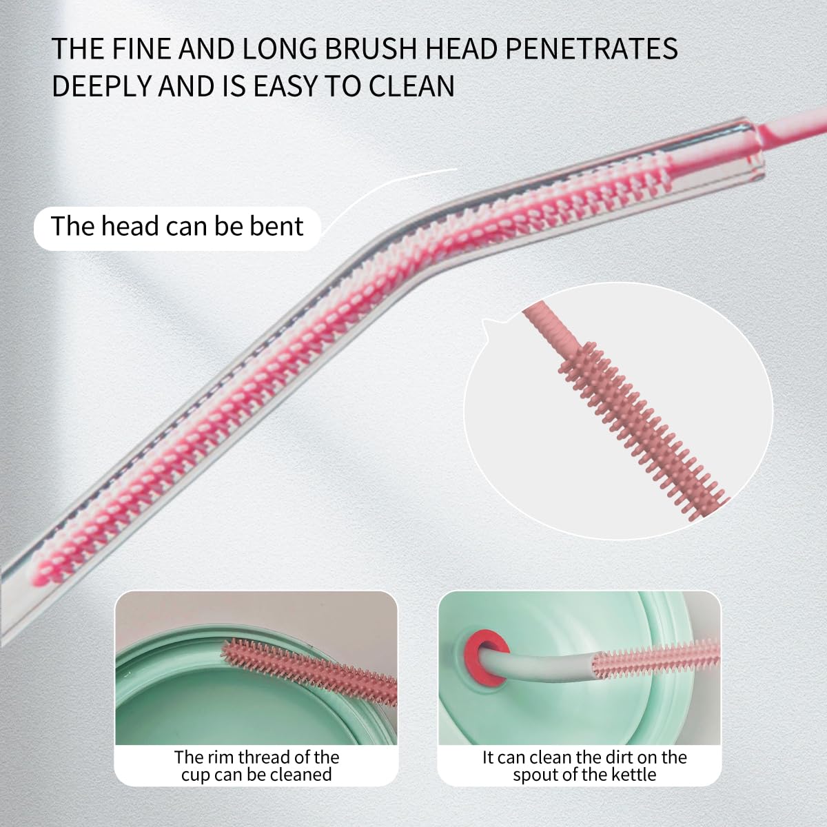 4PCS Silicone Straw Cleaner Brush