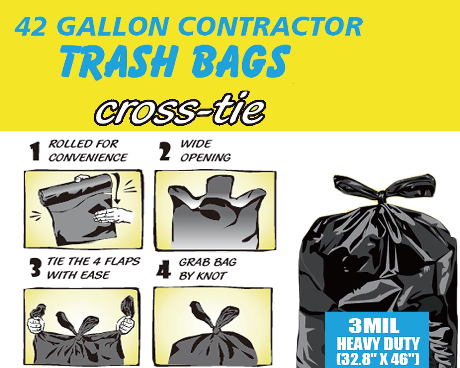 Contractor Heavy Duty Trash Bags 42 Gallon (52 Count)