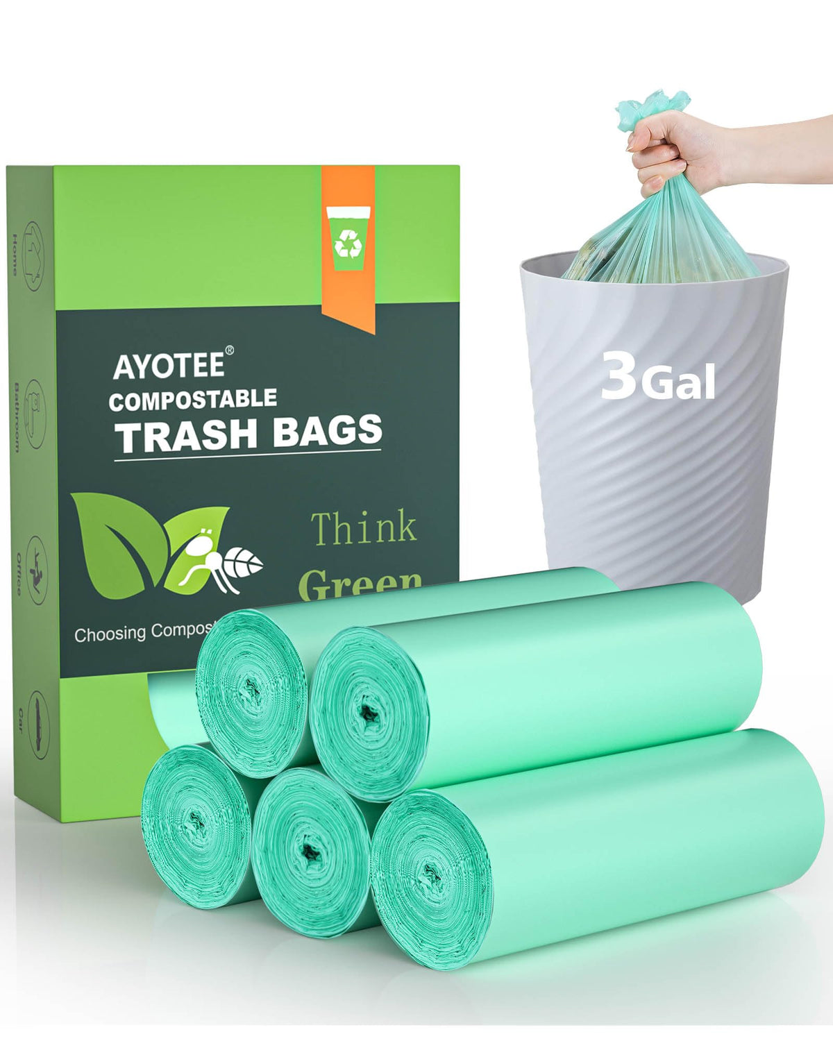 Compost Bags 3 Gallon 125 Packs (125 Count)