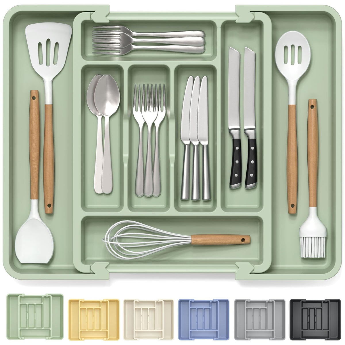 Large Silverware Organizer for Kitchen Drawer & Utensils