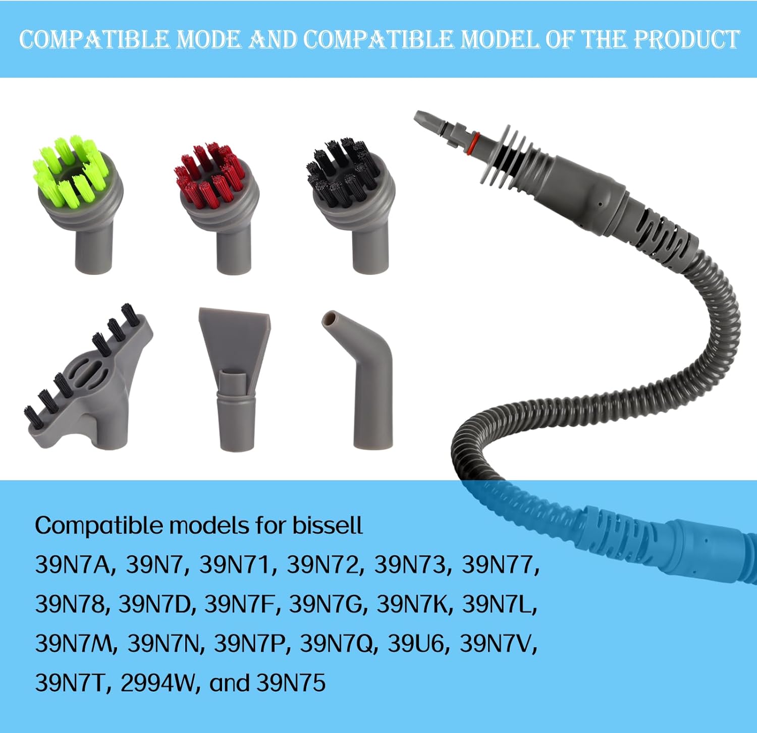 Replacement Extension Hose cleaner brush tool parts for Bissell Steam Shot Omni Hard Surface steam Cleaner 39N7A 39N7V 39N7H 39N71 39N72 39N73 39N78 39N7N 2994B handheld portable steam Accessories