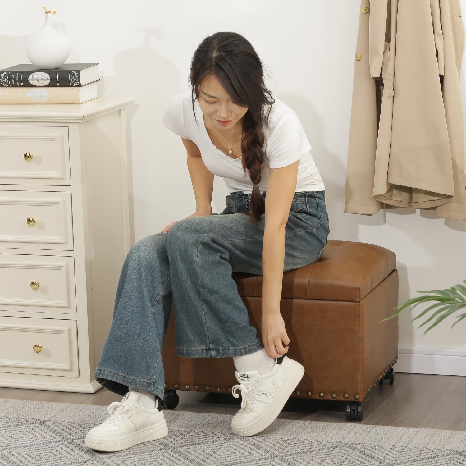 Leather Storage Ottoman