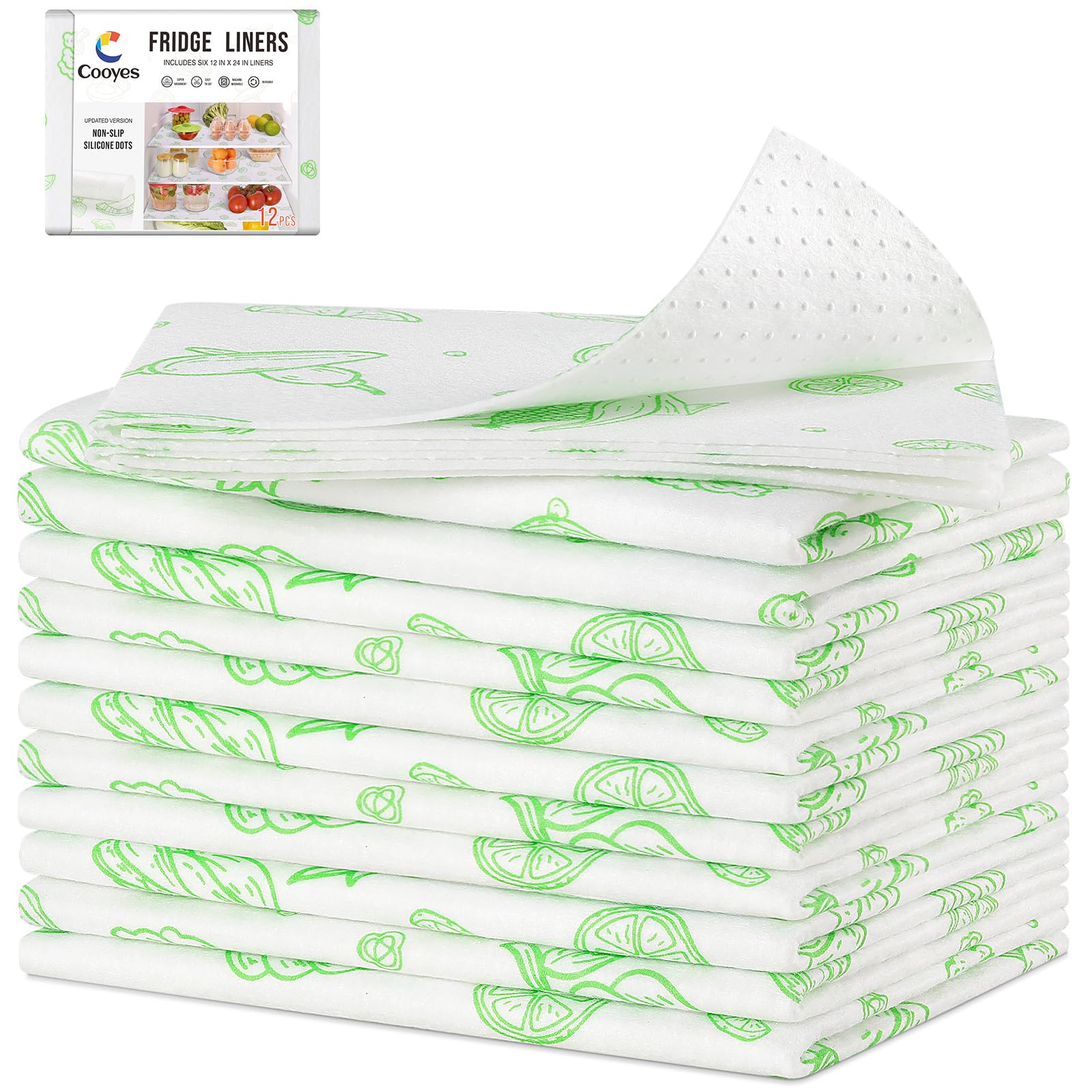 12 Pack Refrigerator Shelf Liners for French Door Fridge