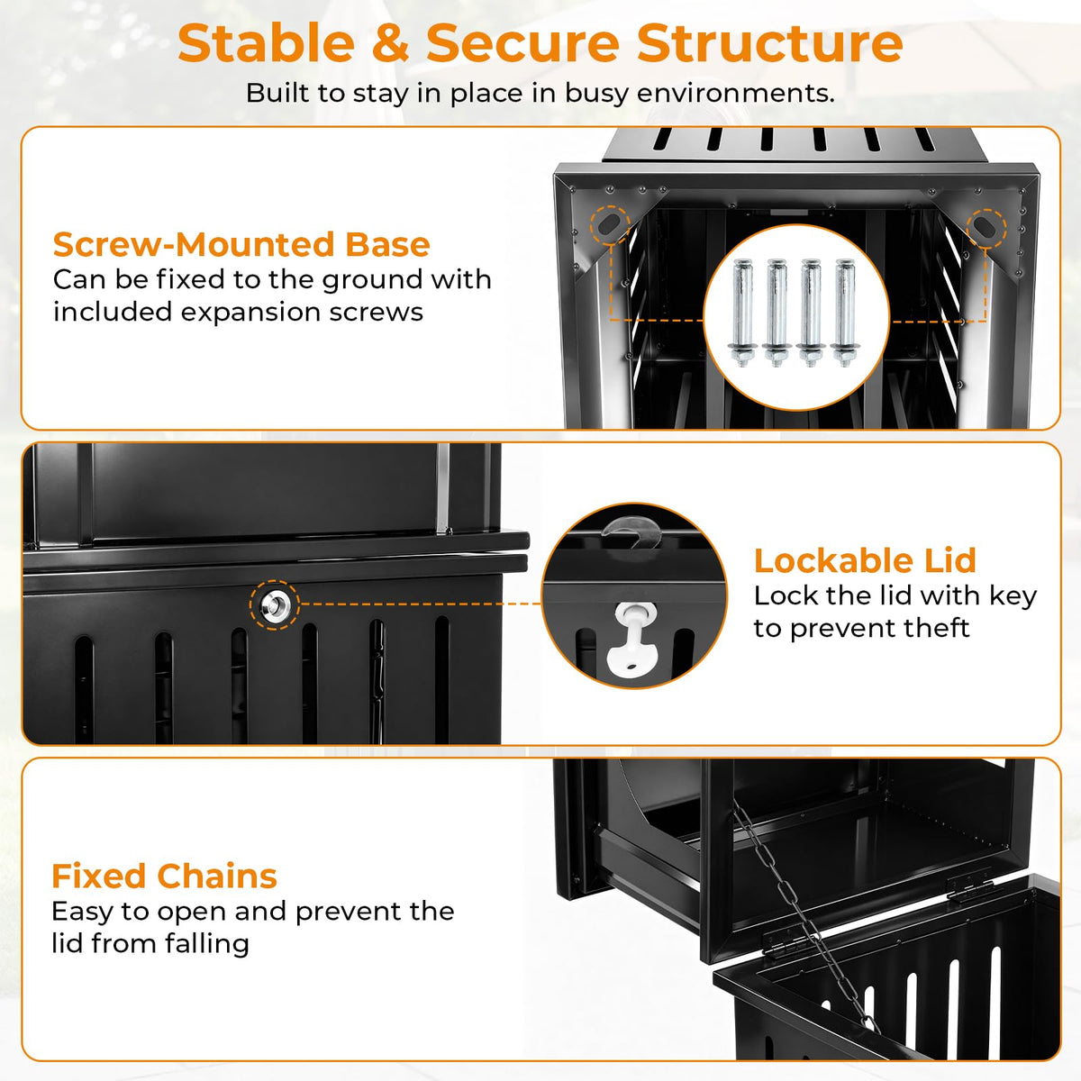 Commercial Outdoor Trash Can with Lid