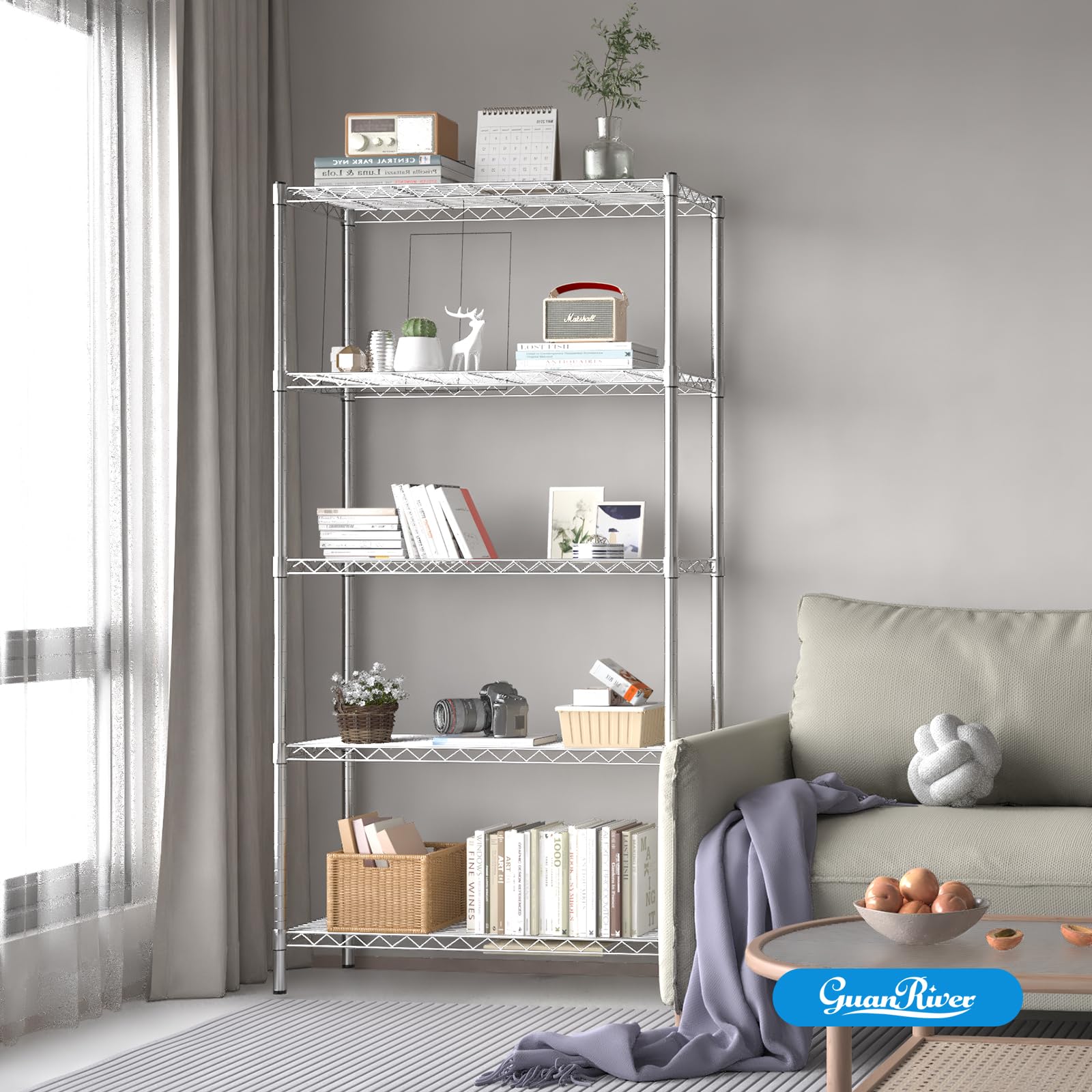 5 Shelf Adjustable Metal Wire Shelving