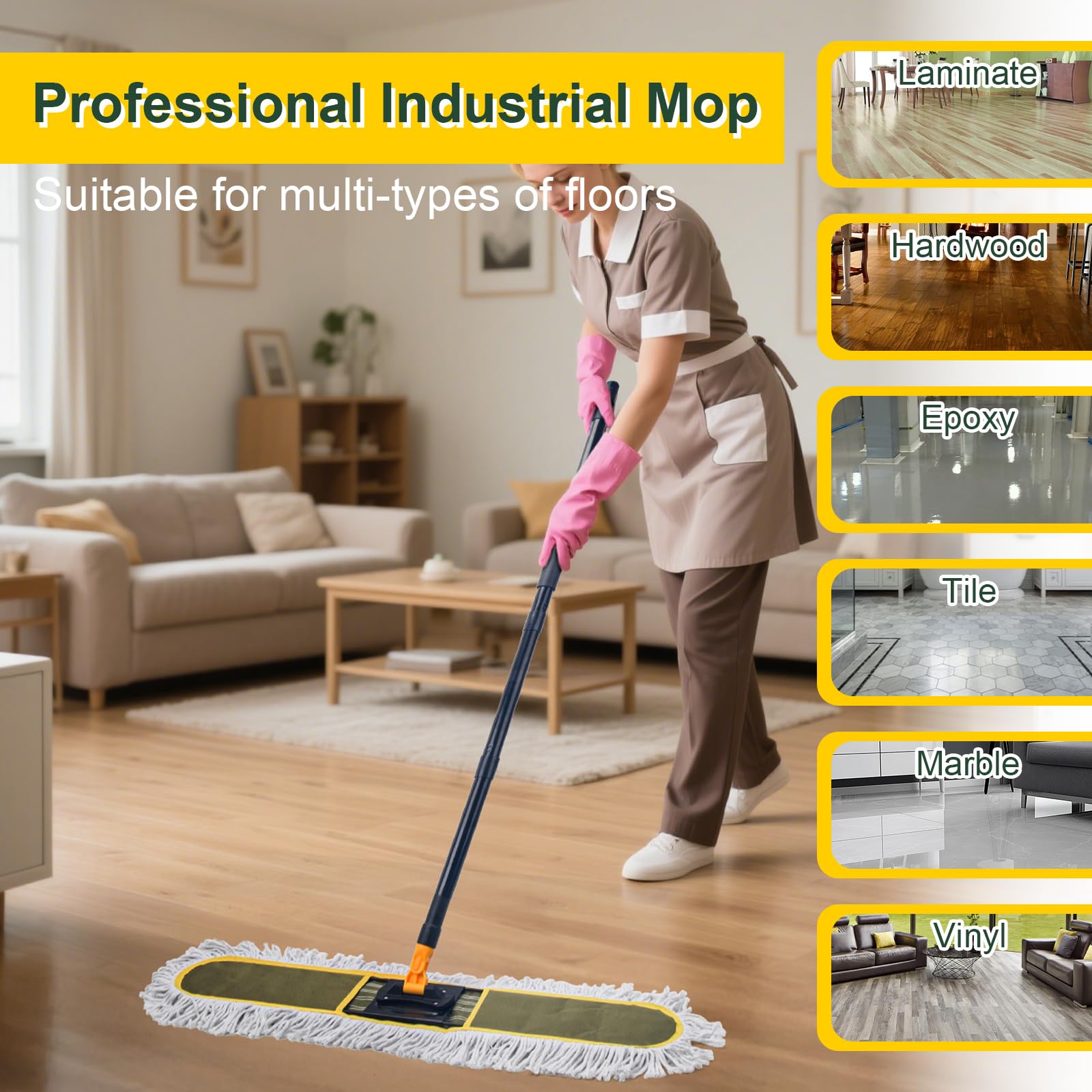 36" Commercial Dust Mop for Floor Cleaning with 1 Refill (2 Count) - ModHome Supplies