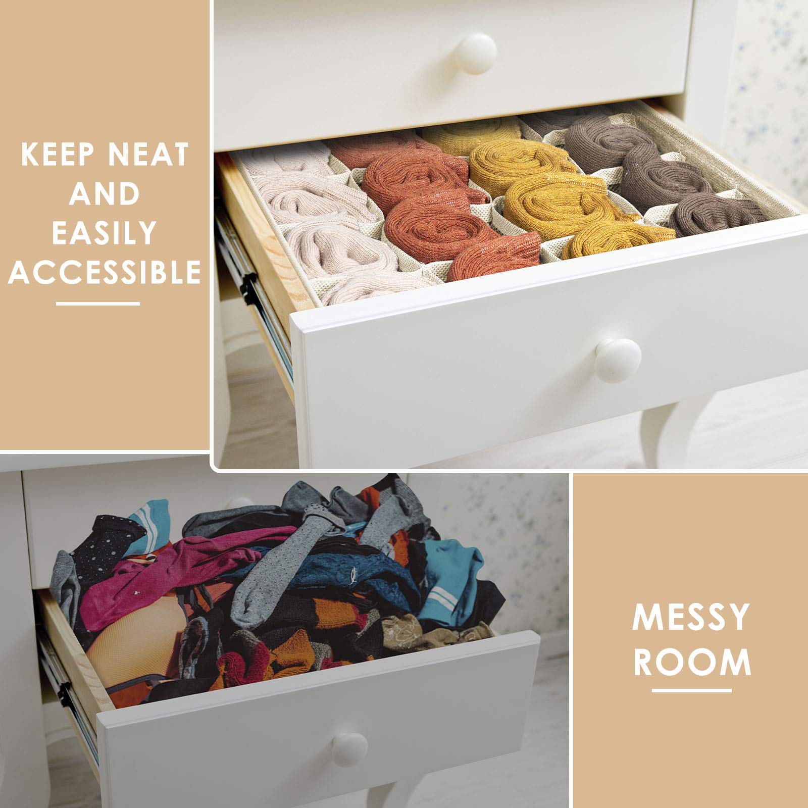 3 Pack Sock Underwear Drawer Organizer Dividers (3 Count)