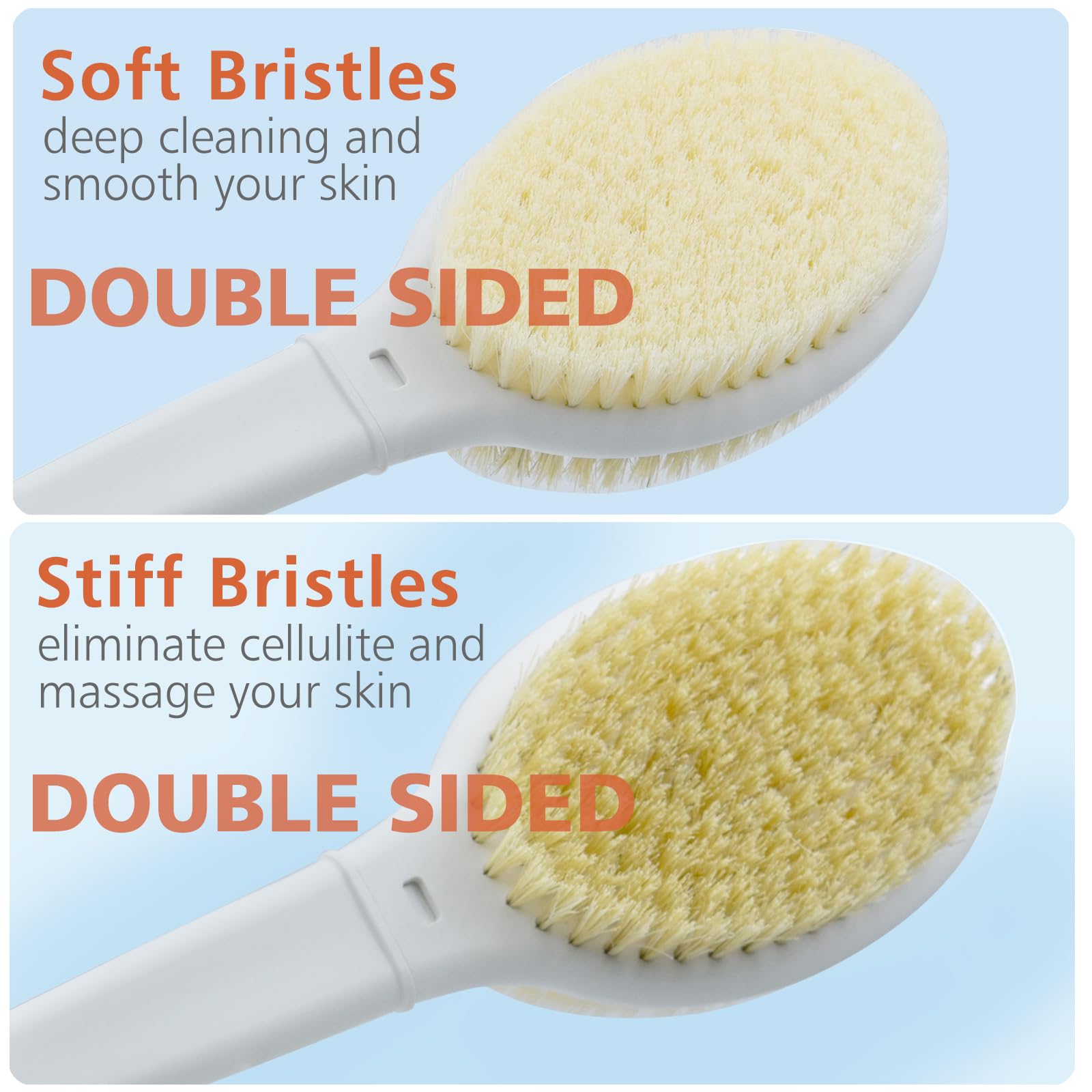 Shower Brush with Soft & Stiff Bristles